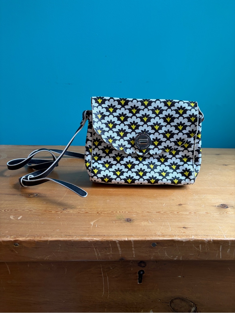 Vera Bradley Black, White & Yellow Floral Crossbody
